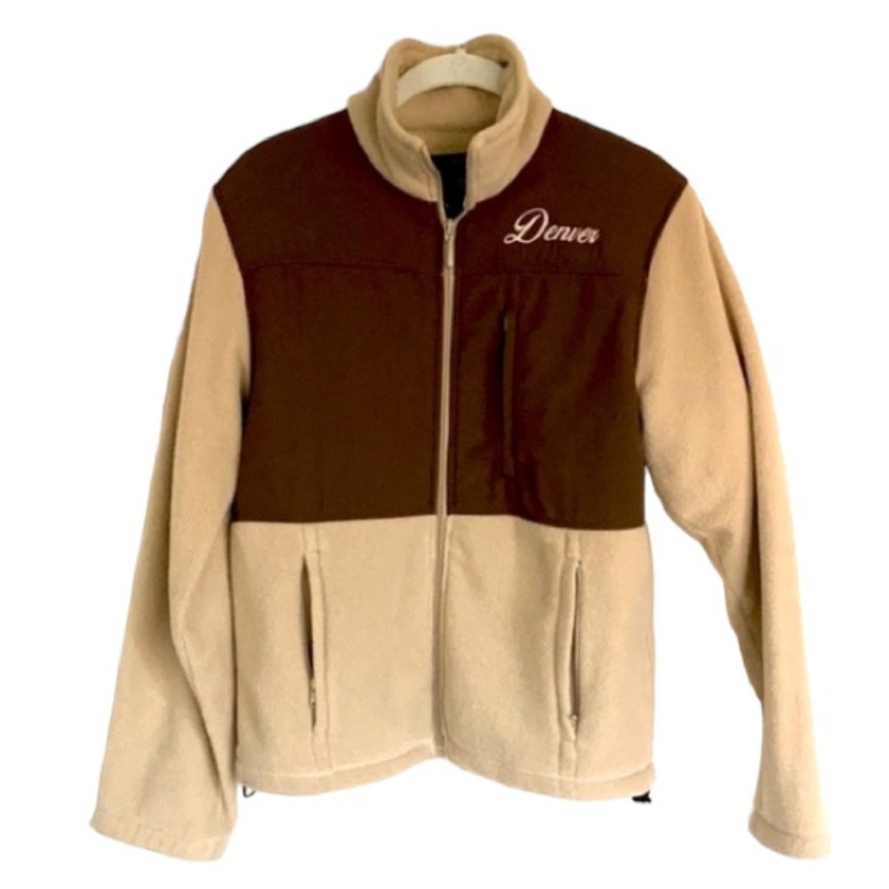 Denver Monogram Two Tone Fleece Jacket Coat Size Small
